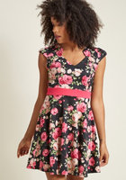 Modcloth The Story of Citrus Floral Dress in Noir Blossom