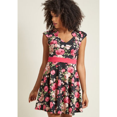 Modcloth The Story of Citrus Floral Dress in Noir Blossom