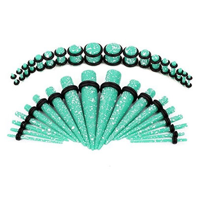 Bodyj4you 36 pcs Gauges Kit 14G-00G Spots Aqua Acrylic Tapers Plugs O-Ring