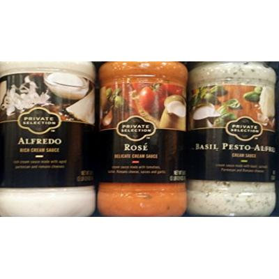 Private Selection Pasta Sauce, Variety Pack of 3 Flavors, Alfredo, Rose, Basil Pesto Alfredo 16.9 Oz