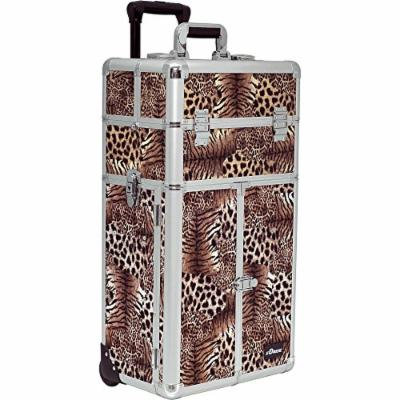Sunrise Scuero 2-In-1 Rolling Makeup Case Professional Nail Travel Organizer Box, Leopard, 22 Pound