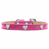 Silver Heart Widget Dog Collar Pink Ice Cream Size 12