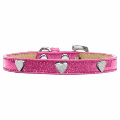 Silver Heart Widget Dog Collar Pink Ice Cream Size 12