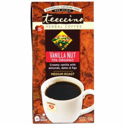 Teeccino, Herbal Coffee, Medium Roast, Vanilla Nut, No Caffeine, 25 Tee-Bags, 5.3 oz (pack of 3)