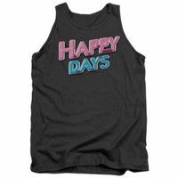 Trevco Happy Days-Happy Days Logo - Adult Tank Top - Charcoal, Medium
