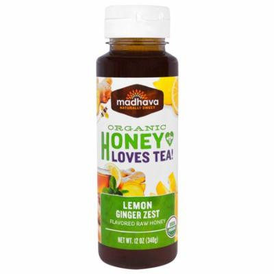 Madhava Natural Sweeteners, Organic Honey Loves Tea, Lemon Ginger Zest, 12 oz (pack of 12)