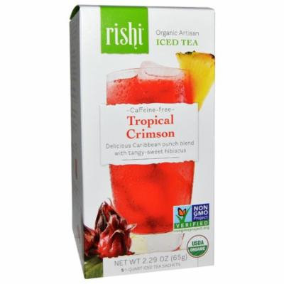 Rishi Tea, Organic Artisan Iced Tea, Tropical Crimson, Caffeine-Free, 5 1-Quart Iced Tea Sachets, 2.29 oz(pack of 6)
