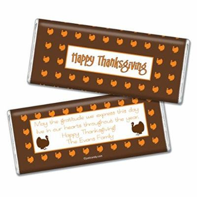 Thanksgiving Personalized Chocolate Bar (Fully Assembled) Happy Turkeys (12 Count) Brown