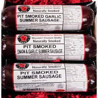 PIT Smoked Summer Sausages SAMPLER Gift - WISCONSIN'S BEST - features Garlic, Original, Onion & Garlic - (3) 12 oz Pkgs - Great Sausage Sampler!