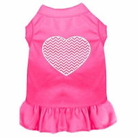 Chevron Heart Screen Print Dress Bright Pink Sm (10)