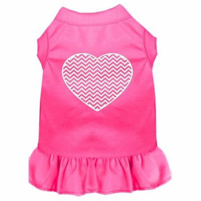 Chevron Heart Screen Print Dress Bright Pink Sm (10)