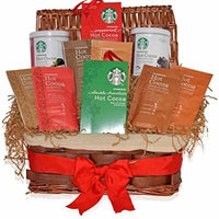 Starbucks Christmas Hot Cocoa Variety Decorative Gift Basket - 6 Different Flavors - Peppermint, Double Chocolate, Salted Caramel, Marshmallow and more - Christmas Gift for Family, Friends, Him, Her