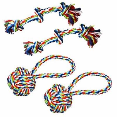 Tough Rope Dog Chew Toys Set - Great for Aggressive Chewers (4-Pack, Large)
