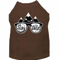 Stay Wild Screen Print Dog Shirt Brown Xs (8)