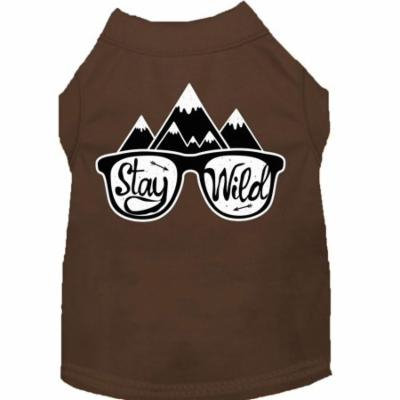 Stay Wild Screen Print Dog Shirt Brown Xs (8)