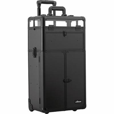 Sunrise Pasqualigo 2-In-1 Rolling Makeup Case Professional Nail Travel Organizer Box, Black Matte, 22 Pound