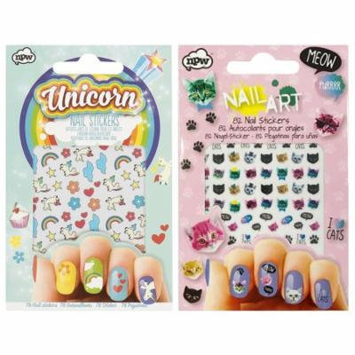 NPW Cat Crazy Nail Stickers & Unicorn Nail Stickers (set of 2, 160 nail stickers)