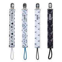 Ava & Kings 4 Pack Pacifier Clip Teething Ring Holder Straps to Sooth Baby Infants and Toddlers - Mixed Designs for Boys or Girls - Soft High Quality Materials & Secure Gripping Clamps