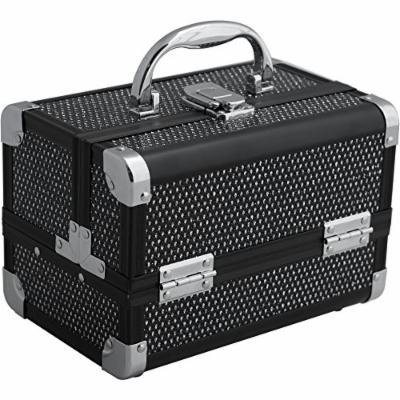 JustCase Giacinto Gallina Mini Makeup Cosmetic Train Case Organizer Storage with Mirror, Krystal Black, 3 Pound
