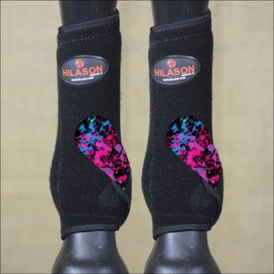 SMALL HILASON HORSE FRONT LEG PROTECTION ULTIMATE SPORTS BOOT BLACK SPLATTER