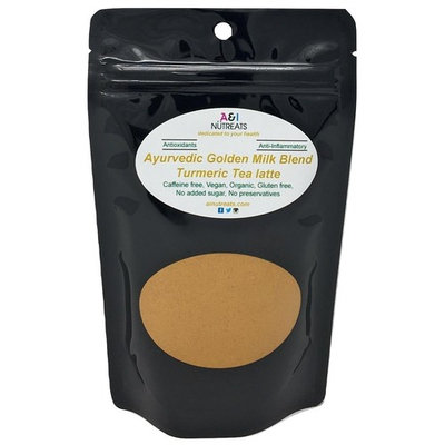 Ayurvedic Organic Golden Milk blend with no added sugar or sweetener; Turmeric, Ceylon Cinnamon, Ginger and Black Pepper; Anti-Inflammatory - Best for organic vegan latte recipe (5 oz, 120 cups)