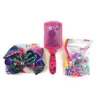 JoJo Siwa 3pc Bundle- Purple Mermaid Sequin Cheer Bow with You Be You Dream Huge Hair Brush and Cupcake Scented Bath Bombs