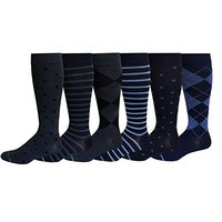 6 Pairs Men Travelers , Athletes Compress Socks (10-13, Assorted Pattern)