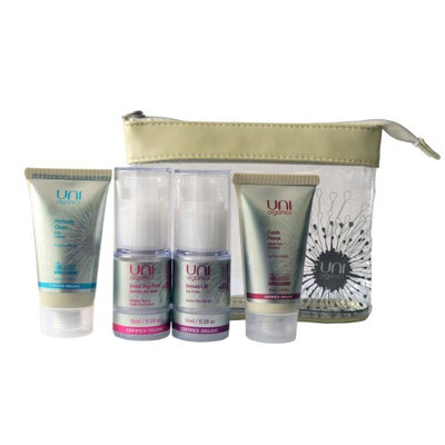 Uniorganics Certified Organic Skin Care Set Facial Cleanser Exfoliating Face Scrub - Anti-Aging Moisturizer Face Cream Travel Size with Instant Lift Eye Cream 15ml by Uni Organics