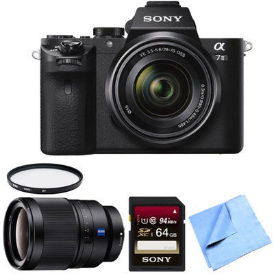Sony Alpha 7II Mirrorless Interchangeable Lens Camera 35mm Prime Lens Bundle