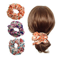 Elegant Double Layer Flower Scrunchies Women's Hair Scrunchies Hair Bow Ponytail Holder-EU001