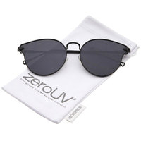 zeroUV - Women's Metal Frame Arrow Temples Colored Mirror Flat Lens Cat Eye Sunglasses - 58mm