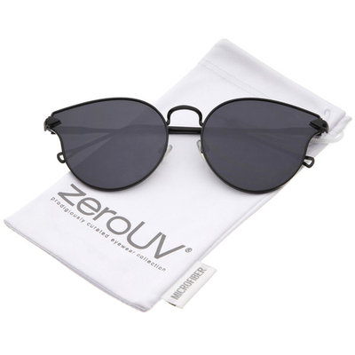 zeroUV - Women's Metal Frame Arrow Temples Colored Mirror Flat Lens Cat Eye Sunglasses - 58mm