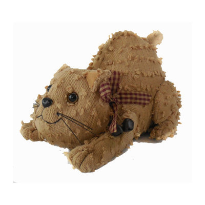 Craft Outlet Shabby Elegance Chenille Fabric Kitty Collectible Figurine
