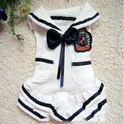 SCT Dog Dress Navy Style Cute Pet Cotton Bowknot Clothes