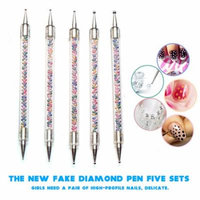 Girl12Queen 5Pcs/Set Nail Art Dotting Tool Pen Colorful Beads Double Ended Manicure Kit