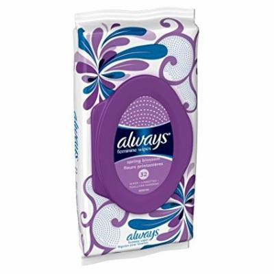 Feminine Wipes, Spring Blossom, 32 Wipes (Pack of 2), By Always