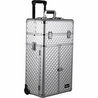 Sunrise Prato 2-In-1 Rolling Makeup Case Professional Nail Travel Organizer Box, Silver Diamond, 21 Pound