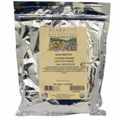 Starwest Botanicals, Organic Flax Seed, 1 lb (pack of 12)
