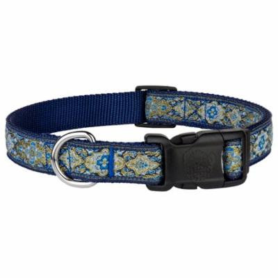 Country Brook Petz™ Deluxe Blue and Gold Flower Ribbon Dog Collar