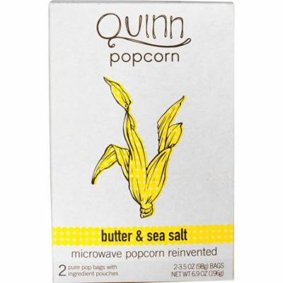 Quinn Popcorn, Microwave Popcorn, Butter & Sea Salt, 2 Bags, 3.5 oz (98 g) Each(pack of 3)