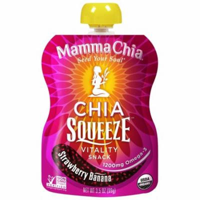 Mamma Chia, Organic Chia Squeeze Vitality Snack, Strawberry Banana, 8 Pouches, 3.5 oz (99 g) Each(pack of 1)
