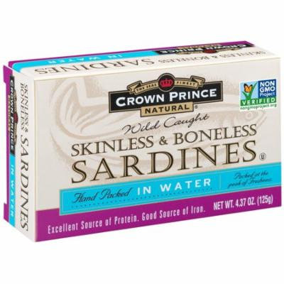 Crown Prince Natural, Skinless & Boneless Sardines, In Water, 4.37 oz (pack of 2)