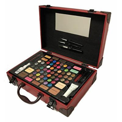 BR Carry All Trunk Professional Makeup Kit - Eyeshadow, Eyeliner, Lip Stick All In One Clear Case (RedCase)