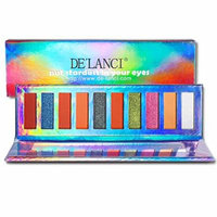 DE'LANCI Duo Chrome Eyeshadows Palette in Protable Size - 5 Matte +3 Bright Shimmer + 2 Chrome Eyeshadow- Highly Pigmented Eye Shadows Powder Makeup Set with Mirror
