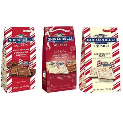 Ghirardelli Chocolate Squares Holiday Assortment Bundle - Includes: Holiday Limited Edition Assortment, Milk Chocolate Peppermint Brownie, Peppermint Bark