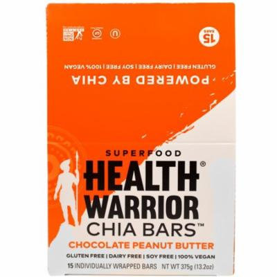 Health Warrior, Inc., Chia Bars, Chocolate Peanut Butter, 15 Bars, 13.2 oz (pack of 2)