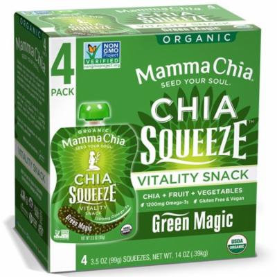 Mamma Chia, Organic Chia Squeeze, Vitality Snack, Green Magic, 4 Pouches, 3.5 oz (99 g) Each(pack of 4)
