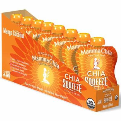 Mamma Chia, Organic, Chia Squeeze, Vitality Snack, Mango Coconut, 8 Pouches, 3.5 oz (99 g) Each(pack of 6)