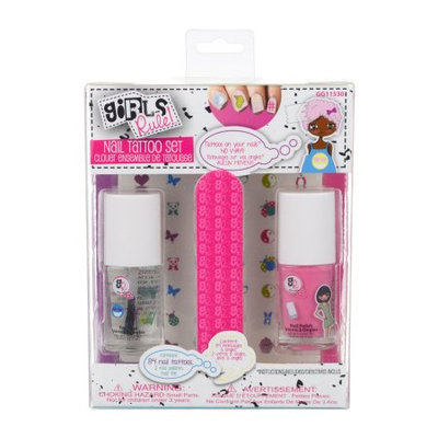 Girls Rule Nail Tattoo 87-Piece Set - Nail Tattoos, Polish & File