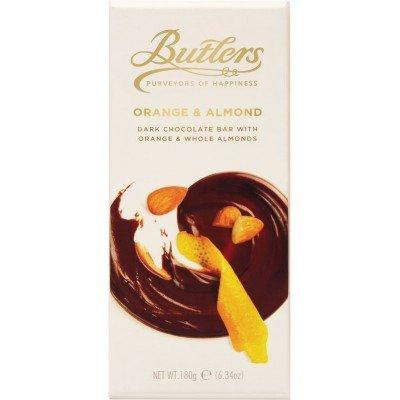Butler's Irish Chocolates - Orange & Almond - Dark Chocolate Bar with Orange & Whole Almonds Bar -- 180g